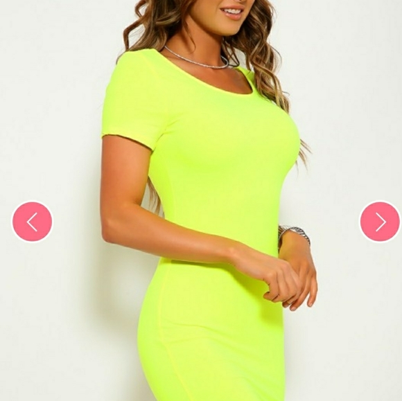 Scoop Neck Bodycon Dress Neon - Picture 4 of 7